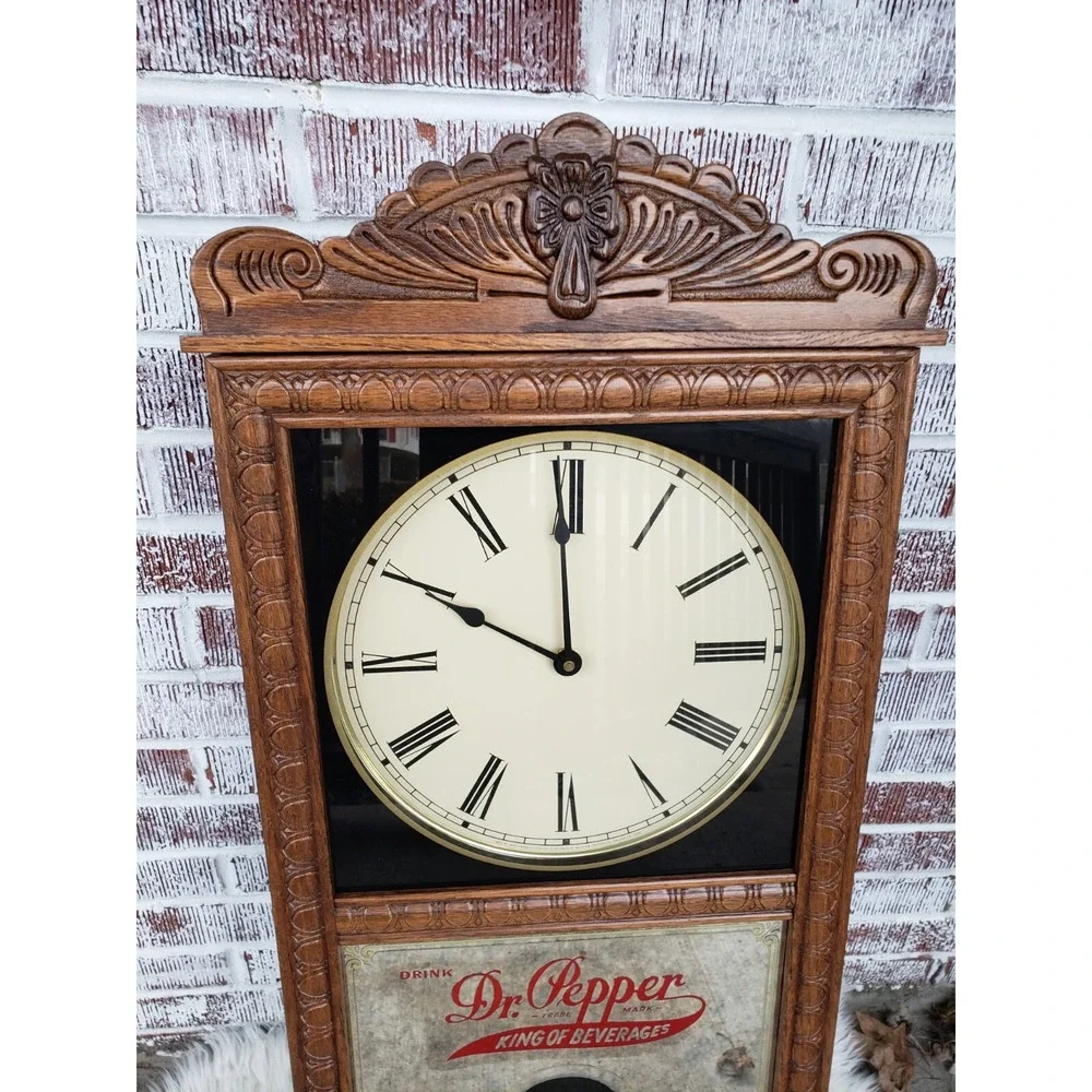 HUGE Vintage Dr. Pepper‎ Wooden Wall Clock - NEVER DISPLAYED!  Soda Advertising